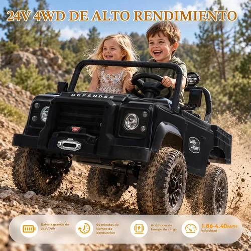 Vista 5 de Land Rover - Camión de paseo con licencia de 24 V con cama Negro