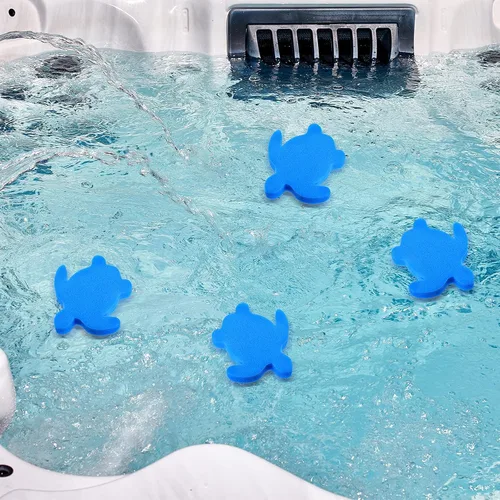 Vista 9 de Chuangdi 24 esponjas para bañera de hidromasaje, absorción de espuma de aceite de tortuga para spa y piscina (azul)
