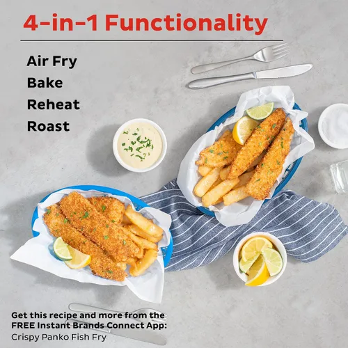 Vista 3 de Instant Vortex 4 en 1 - Freidora de aire con 4 programas de cocina personalizables, pantalla táctil digital, gran cesta antiadherente y capacidad