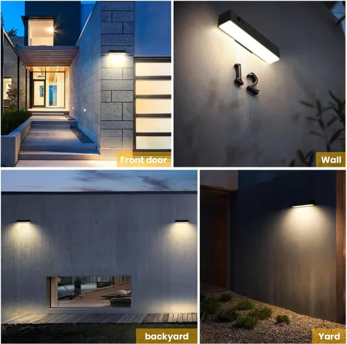 Vista 5 de Luces solares para exteriores, luz solar con sensor de movimiento para letrero de casa, IP44 impermeable 1000LM 4000K estilo moderno de lujo sin