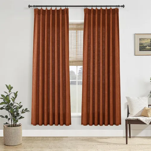 Vista 34 de Jowels Cortinas de lino plisadas naturales con memoria de 96 pulgadas