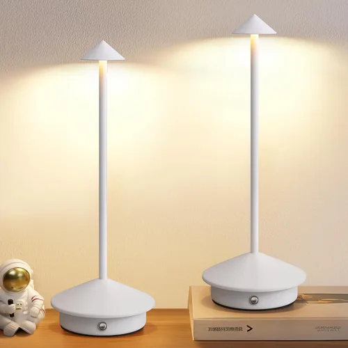 Vista 15 de Juego de 2 lámparas de mesa modernas inalámbricas, lámparas de escritorio LED portátiles, iluminación con batería recargable de 5000mAh