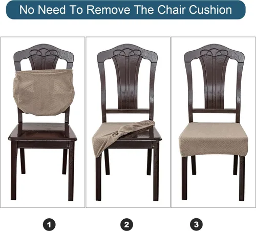 Vista 5 de Genina Fundas de asiento impermeables para sillas de comedor (2 unidades, con abertura trasera, beige)