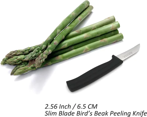 Vista 3 de Cuchillo Mondador de 2.5 Pulgadas - MATTSTONE HILL Cuchillo Mondador Pico de Pájaro, Para Pelar y Mondar Frutas y Verduras, Hoja Delgada, Acero