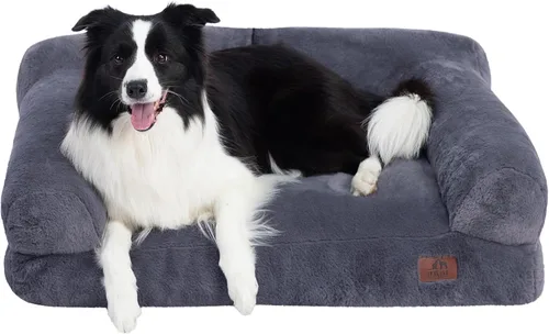 Vista 33 de Hollypet Cama de Felpa Esponjosa para Perros y Gatos, Sofá Cama Suave y Calmante para Gatos y Perros Pequeños y Medianos, Beige