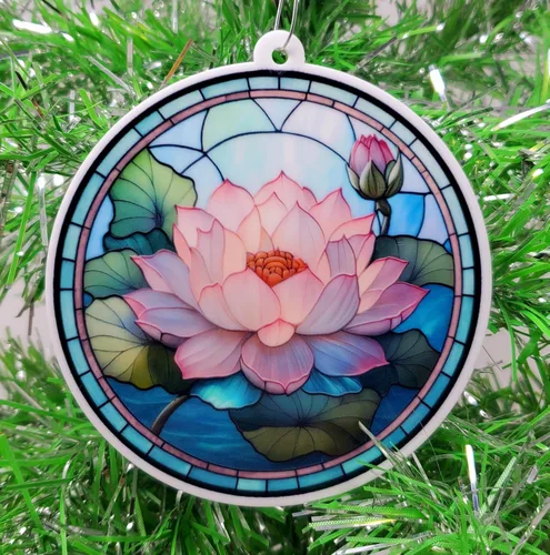 Vista 3 de Adorno navideño de flor de loto