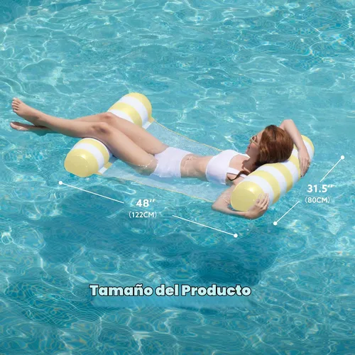Vista 7 de SLOOSH 4 Packs Strip Type Hammock Pool Floats Adults, 4-in-1 Multi-Purpose Inflatable Pool Floaties PVC Water Hammock Lounge
