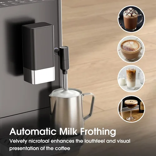Vista 5 de COWSAR Máquina de café expreso automática de 20 bar con molinillo y espumador de leche manual, máquina de café expreso profesional con controles