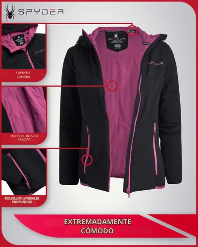 Vista 3 de Spyder Chaqueta cortavientos para mujer, impermeable, resistente al viento Negro