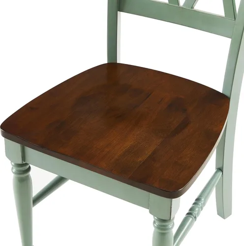 Vista 7 de Crosley Furniture Shelby - Juego de 4 sillas de comedor con respaldo en X de madera tradicional, sillas de cocina, color verde azulado envejecido