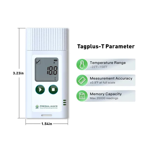 Vista 3 de Registrador de datos de temperatura USB Freshliance, termómetro digital LCD configurable para refrigerador con informe PDF o CSV, monitor