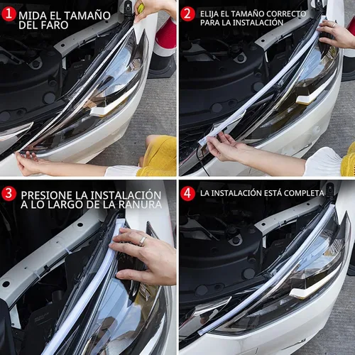 Vista 8 de Vilihkc 2 unids LED DRL Coche Correr Luz Flexible Impermeable Tira Auto Faros Blanco Señal Giratorio Amarillo Flujo de Freno Luces 12V Azul que
