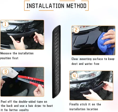 Vista 3 de 2 piezas de tiras antiarañazos para parachoques de coche, protector de esquinas delanteras y traseras, protector de parachoques de goma