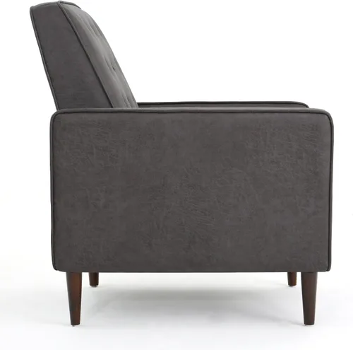 Vista 7 de GDFStudio Macedonia - Sillón reclinable de tela con respaldo copetudo, moderno Pizarra / Espresso oscuro
