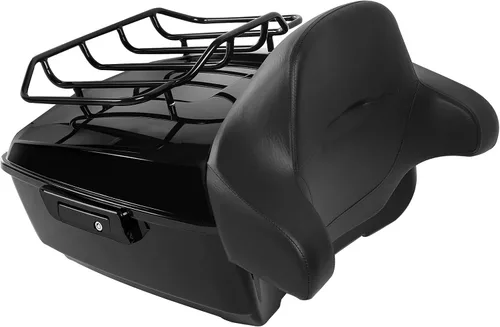 Vista 29 de XMT-MOTO King Tour Trunk + almohadilla de respaldo envolvente+estante de montaje negro+accesorios de acoplamiento para Harley Touring Road King Road