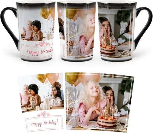 Vista 12 de Taza personalizada, tazas personalizadas que cambian de color, con collage de 1 imágenes, taza de café mágica con foto, imagen, nombre, texto