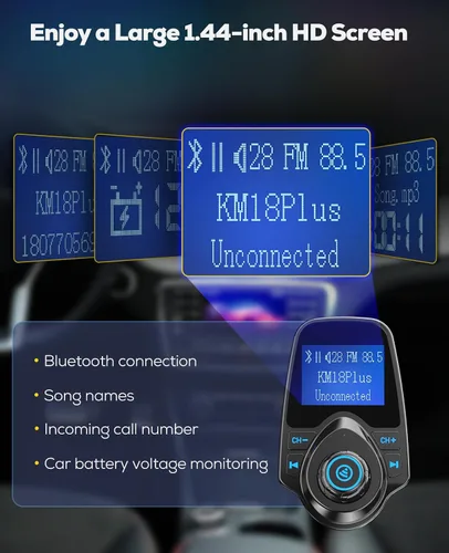 Vista 3 de Nulaxy [Versión actualizada KM18 2026] Adaptador de coche Bluetooth 5.4 de 48 W con puertos de carga rápida [PD 30 W y QC3.0 18 W], compatible
