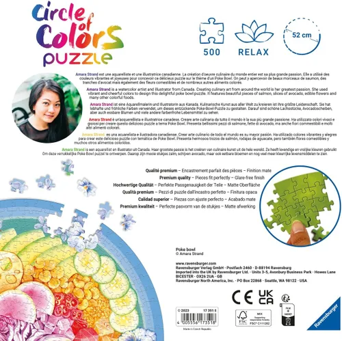 Vista 3 de Ravensburger Circle of Colors: Poke Bowl - Rompecabezas redondo de 500 piezas Tecnología única Softclick Perfecto para adultos y niños