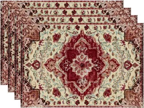 Vista 17 de Artoid Mode Juego de 4 manteles individuales estilo boho de plata, 30x46 cm rústicos de estilo granja para decoración mágica de mesa de otoño