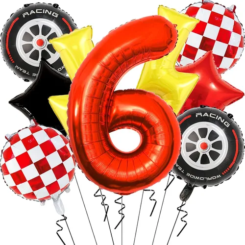 Vista 11 de 6 globos de carreras para decoración de fiesta de cumpleaños, globos de semáforo de 32 pulgadas para suministros de fiesta de cumpleaños