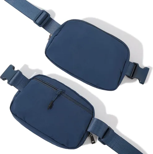 Vista 7 de Riñonera con cartera para tarjetas para mujeres y hombres, cangurera Everywhere con correa ajustable, mini cangureras unisex a la moda, Azul, A