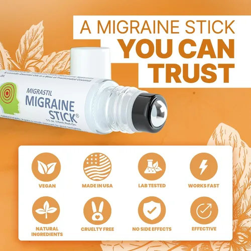 Vista 6 de Aceite esencial de aromaterapia Migrastil, aplicador con bolilla para alivio de migrañas y dolores de cabeza, 0.35 onzas líquidas With spearmint &