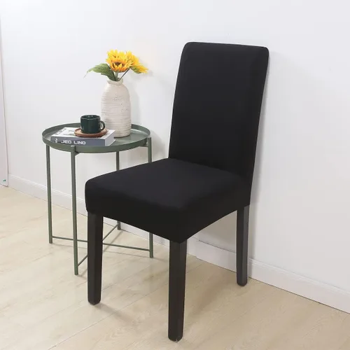 Vista 9 de Chickwin Paquete de 2 fundas elásticas para sillas de comedor, fundas elásticas negras para sillas de cocina, de elastano, sin brazos, ideales