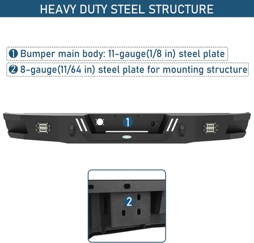 Vista 6 de u-Box 2008 Ram 1500 parachoques trasero camión parachoques paso parachoques para Dodge Ram 1500 camionetas 2006 2007 2008 - Textura Ram parachoques