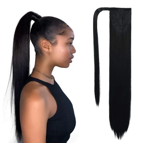 Vista 19 de SEIKEA Extensión de cola de caballo con clip alrededor del cabello lacio para mujer (12 pulgadas, negro)