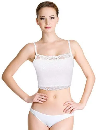Vista 2 de 4 piezas de encaje para mujer, encaje elástico, media camisola transpirable, bralette de encaje para mujeres y niñas