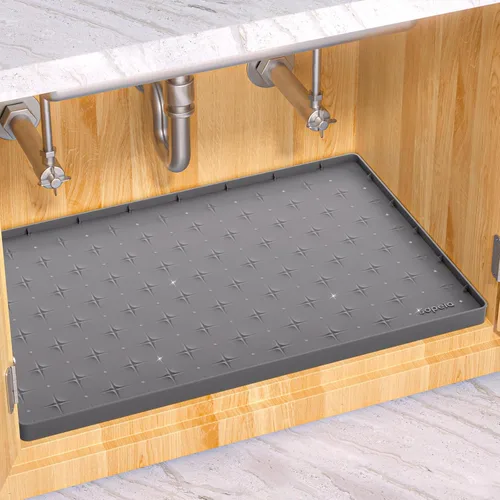 Vista 17 de Sdpeia - Tapete para debajo del fregadero, tapete impermeable de silicona mejorado, para proteger los gabinetes de cocina, organizadores y alacenas