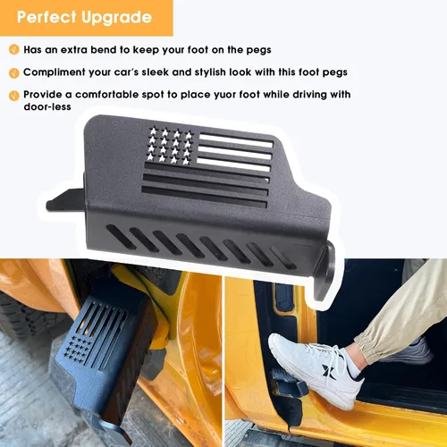 Vista 2 de sukemichi Estriberas para Bronco, accesorios para Ford Bronco de 4 puertas, 2 puertas, 2 puertas, acero, 1 par (bandera) Steel material,Foot pegs