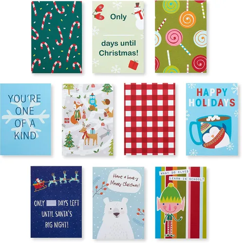 Vista 5 de American Greetings Mini tarjetas de Navidad para cajas de almuerzo para niños, alegría navideña (40 unidades)