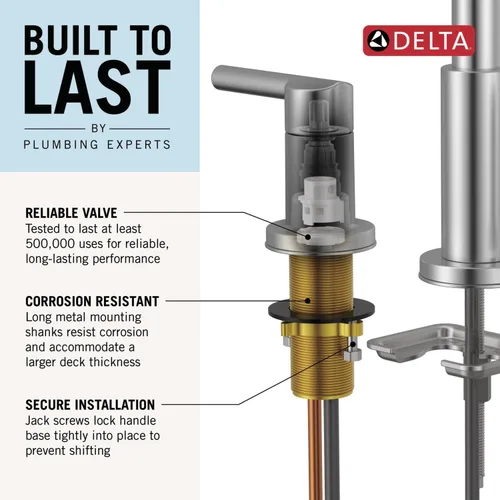 Vista 8 de Delta Nicoli - Grifo de baño de oro cepillado con rociador, grifo de fregadero de baño de 8 pulgadas con 3 agujeros y rociador extraíble, desagüe