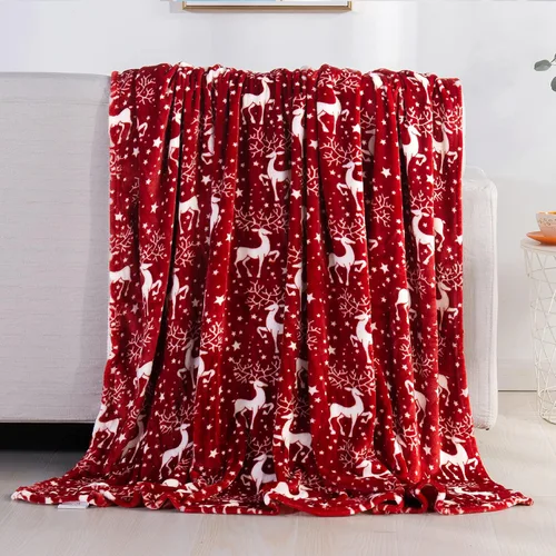 Vista 45 de Elegant Comfort - Manta de vellón muy suave y aterciopelada, con estampado navideño, a cuadros escoceses, de 50 x 60 pulgadas (búfalo negro)