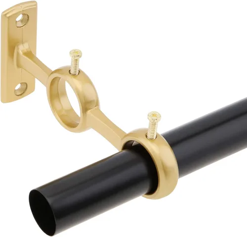 Vista 5 de Soporte de cortina doble, 2 soportes resistentes para barras de 1 pulgada y 5/8 pulgadas, soporte de pared para sala de estar, cortinas