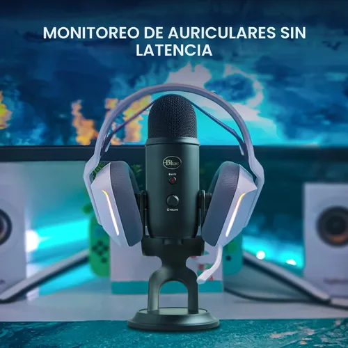 Vista 7 de Blue Yeti USB Mic para grabar y transmitir en PC y Mac, 3 cápsulas de condensador, 4 patrones de captación, salida de auriculares y control