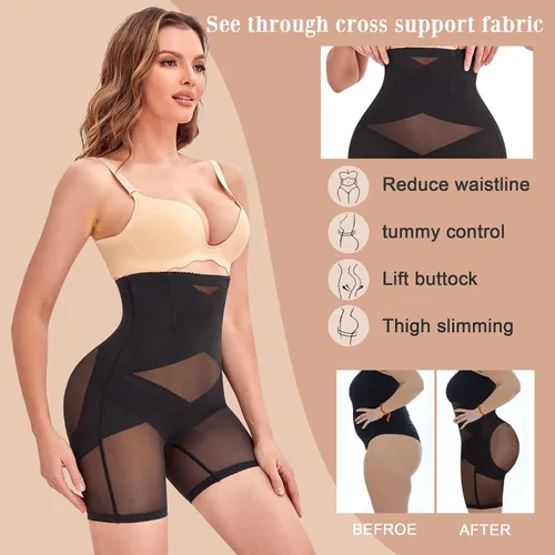 Vista 3 de REYEOGO Faja moldeadora para mujer con control de abdomen, levantador de glúteos, sin costuras, pantalones cortos moldeadores de cintura alta