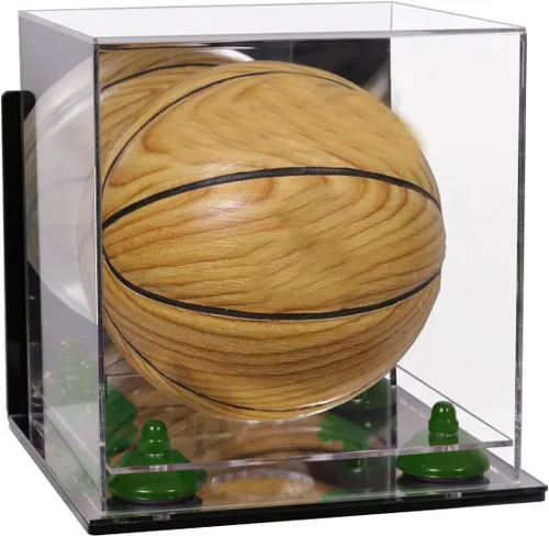 Vista 36 de Better Display Cases Mini acrílico - Miniatura (no tamaño completo) Baloncesto vitrina con elevadores negros y espejo (A015-BR)