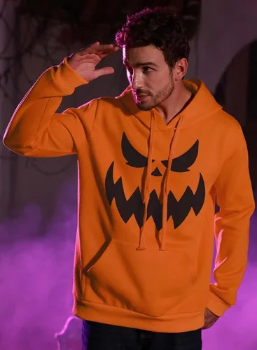 Vista 2 de Arvilhill Sudadera con capucha de calabaza de Halloween para hombre