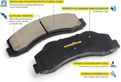 Vista 6 de Goodyear Rotores delanteros premium (2) y pastillas de freno (4) para: Infiniti G35 (2007-2008); Infiniti JX35 (2013); Infiniti QX60 (2014-2020)