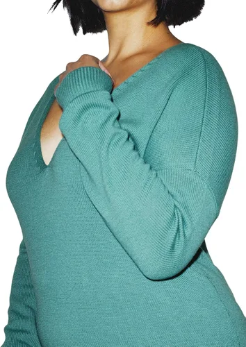 Vista 2 de American Apparel Suéter básico de punto de manga larga en V para mujer