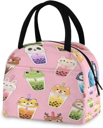 Vista 10 de Blueangle Bolsa de almuerzo aislada con patrón de aguacate para mujeres, bolsa de almuerzo aislada, bolsa térmica para estudiantes y lonchera