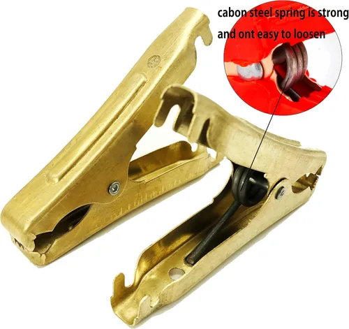 Vista 3 de 4 piezas de abrazaderas de cable de puente Abrazaderas de batería de cocodrilo de cobre puro 100A-500A Abrazaderas de cargador de batería de coche