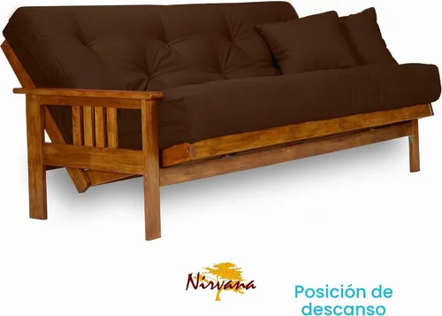 Vista 2 de Stanford juego de futón - Talla Full o Queen, colchón de 8 pulgadas, Madera Noble