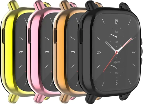 Vista 12 de FitTurn Funda protectora de pantalla compatible con Amazfit GTS 2/GTS3, proceso de chapado completo, color metal, TPU, a prueba de golpes, carcasa