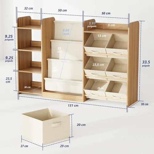 Vista 2 de IKALIFE Organizador de almacenamiento de juguetes y libros para niños - Estantería grande con 7 compartimentos removibles, estantería para bebés