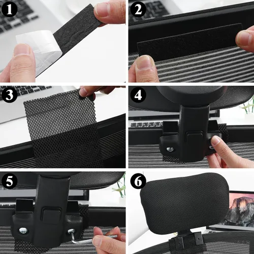 Vista 3 de Cabilock - Accesorio ajustable para reposacabezas de silla de oficina, soporte ergonómico para cuello y cabeza, fácil instalación, ajuste universal