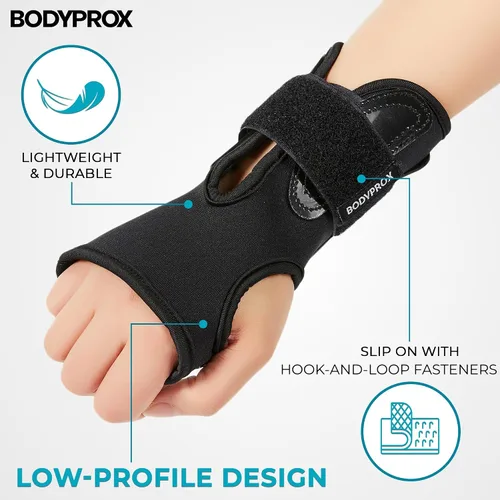 Vista 2 de BODYPROX Muñequeras (1 par) para snowboard, monopatín y patinaje en línea, protector de muñeca de protección deportiva