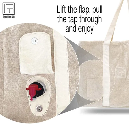 Vista 7 de Baseline IGR Bolsa de mano Bolso grande elegante y versátil Bolsa térmica interna Correa larga de lona Bolso de hombro de moda de playa, biege